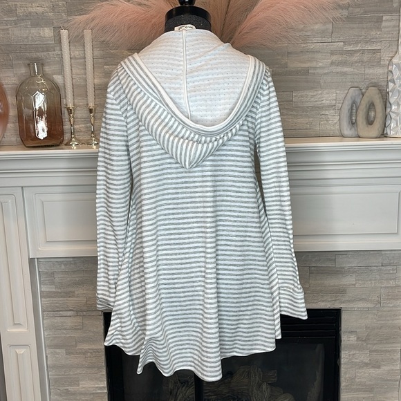 Simply Noelle Striped Hooded Zip Up Sweater Cardigan Size Small - Picture 6 of 6